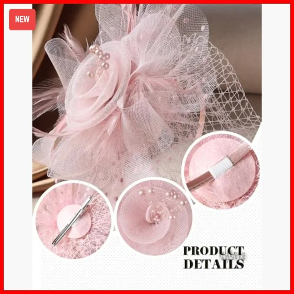 Feather Mesh Derby Fascinator with Veil, 1920s High Tea Party Hat